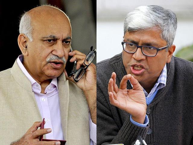 A combination photograph of BJP's MJ Akbar and AAP's Ashutosh. The two leaders held back-to-back press conferences on Sunday as the BJP demanded an apology from AAP chief Arvind Kejriwal for linking Arun Jaitley to the DDCA row. A combination photograph of BJP's MJ Akbar and AAP's Ashutosh. The two leaders held back-to-back press conferences on Sunday as the BJP demanded an apology from AAP chief Arvind Kejriwal for linking Arun Jaitley to the DDCA row.