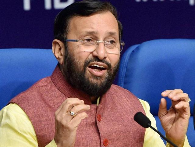 Environment minister Prakash Javadekar speaks in the Lok Sabha in New Delhi.(PTI file photo)