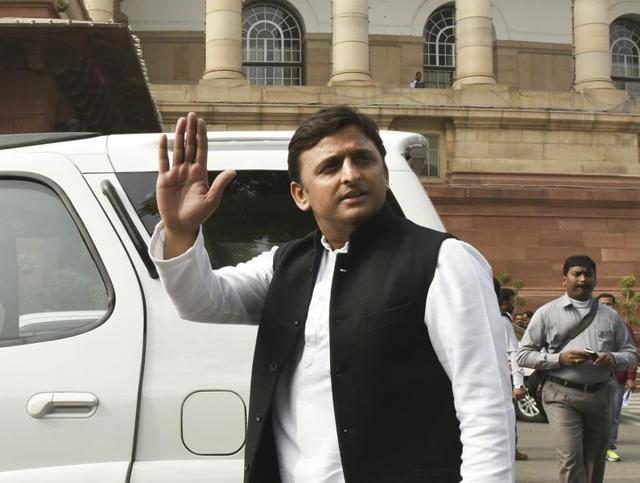 Uttar Pradesh chief minister Akhilesh Yadav at Parliament House. (Vipin Kumar/HT Photo) Uttar Pradesh chief minister Akhilesh Yadav at Parliament House. (Vipin Kumar/HT Photo)