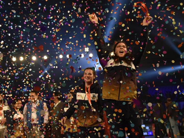 Mumbai Garuda’s Adeline Gray celebrates her team’s win. (Ravi Choudhary/HT Photo) Mumbai Garuda’s Adeline Gray celebrates her team’s win. (Ravi Choudhary/HT Photo)