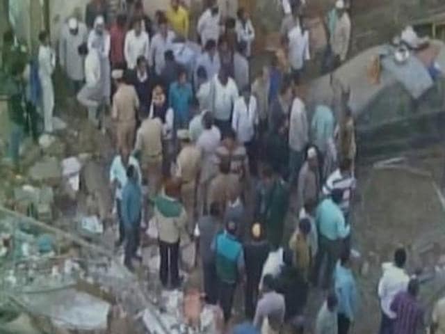 While nine were pulled out, one person is still feared trapped under the debris of the two-storied building that collapsed in Bhiwandi near Mumbai on Tuesday morning.(ANI Photo)