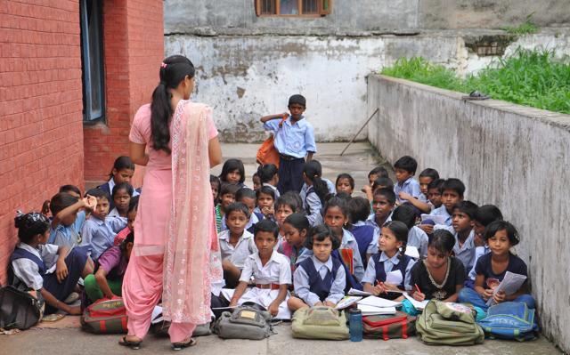 Students at Government High School, Hallomajra (Karun Sharma/HT Photo ) Students at Government High School, Hallomajra (Karun Sharma/HT Photo )
