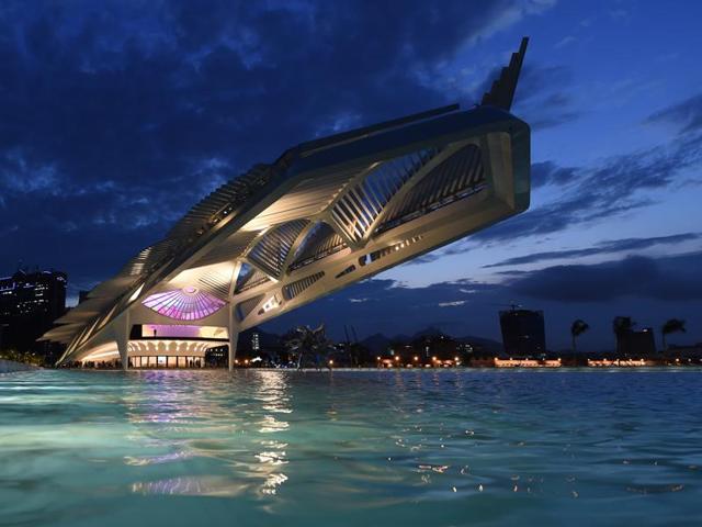 View of Tomorrow's Museum, designed by Spanish architect Santiago Calatrava, in Rio de Janeiro, Brazil on December 17. The museum was inaugurated Thursday by Brazilian President Dilma Rousseff as part of a revitalization program for the Rio 2016 Olympic Games. (AFP)