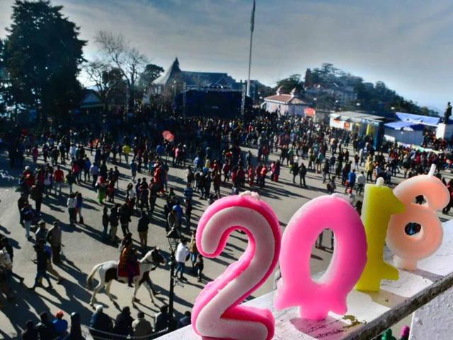 People gather at Ridge, Shimla . (Deepak Sansta /HT )