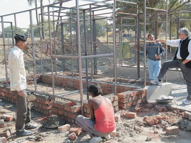 Lavatories being constructed for Simhastha fair in Ujjain.