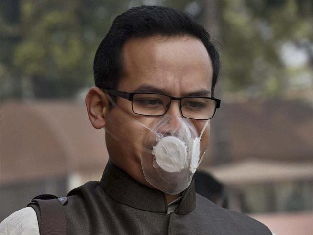 Congress MP Gaurav Gogoi wears a mask during ongoing Winter Session of the parliament in New Delhi. (Atul Yadav/PTI)