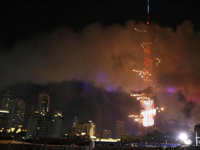 Smoke billows from the Address Downtown Hotel. (AFP) 
