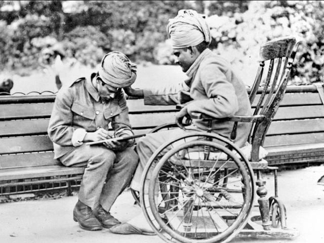 Wounded Indian soldiers write letters home from Brighton, UK, the sea town where they were sent to recuperate.(Photo courtesy: For King and Another Country) Wounded Indian soldiers write letters home from Brighton, UK, the sea town where they were sent to recuperate.(Photo courtesy: For King and Another Country)