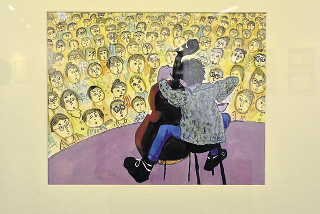 Takeshi Motai’s ‘Gorsh the Cellist’. (Saumya Khandelwal / HT &amp; The Japan Foundation)