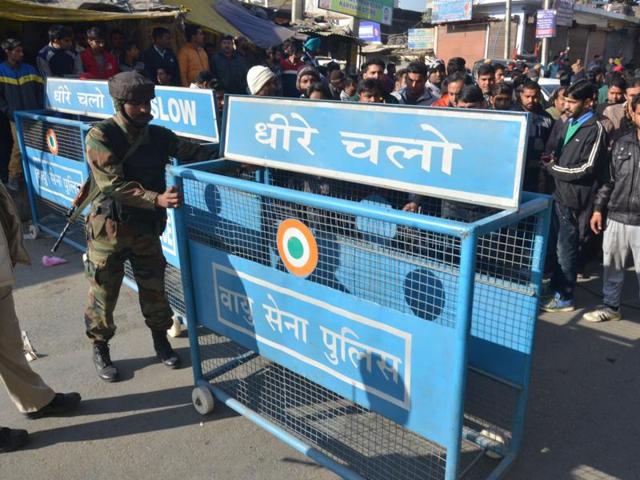 Security has been stepped up and high alert has been sounded in the state after the terrorist attack. (Sameer Sehgal/HT)