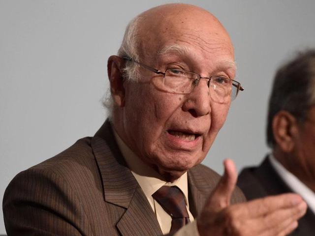 Sartaj Aziz told Radio Pakistan in an interview on Saturday evening that foreign secretaries of Pakistan and India will meet in Islamabad on January 15 to draw up a road-map regarding comprehensive dialogue for the next six months.(File Photo)