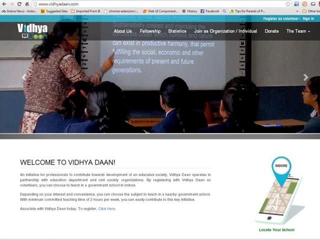 A snapshot of Vidhyadaan website. A snapshot of Vidhyadaan website.