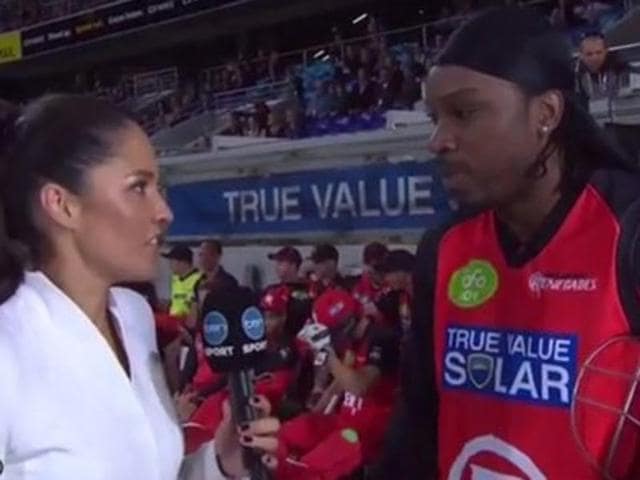 Chris Gayle in conversation with Australian TV presenter Mel McLaughlin.(Photo: Youtube)