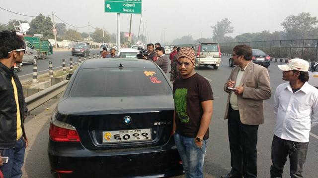 Pravin Mane, the driver of the car, claimed that he was the son of a Maharashtra MP, and had mistakenly entered Delhi when he was stopped by the police. (HT photo) Pravin Mane, the driver of the car, claimed that he was the son of a Maharashtra MP, and had mistakenly entered Delhi when he was stopped by the police. (HT photo)