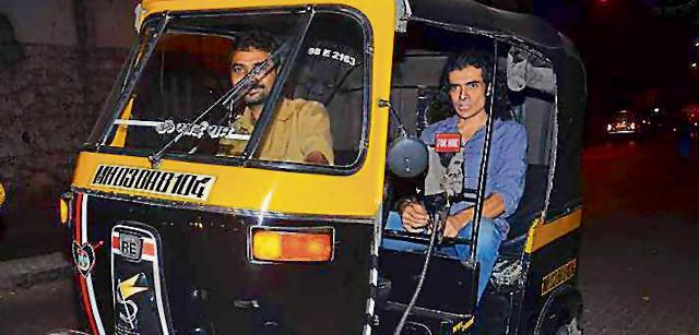 Director Imtiaz Ali in an auto.