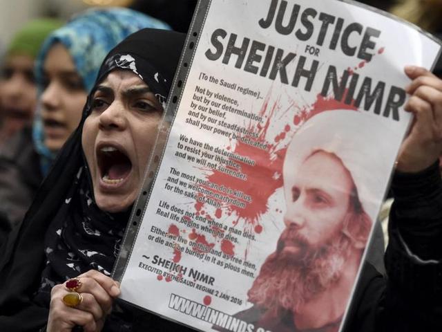 Iranian women attend a rally to protest the execution by Saudi Arabia of Sheikh Nimr al-Nimr, a prominent opposition Shia cleric, in Tehran, Iran, on January 4, 2016. (AP Photo) Iranian women attend a rally to protest the execution by Saudi Arabia of Sheikh Nimr al-Nimr, a prominent opposition Shia cleric, in Tehran, Iran, on January 4, 2016. (AP Photo)