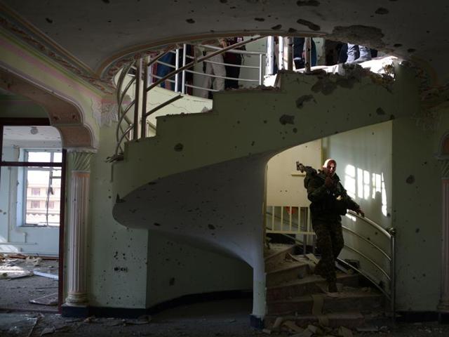 The terrorists who attacked the Indian consulate in the Afghan city of Mazar-e-Sharif wrote two messages on the walls of the room of a house in which they were holed up. The messages said that the attack was ‘revenge for Afzal Guru’.(ITBP Photo) The terrorists who attacked the Indian consulate in the Afghan city of Mazar-e-Sharif wrote two messages on the walls of the room of a house in which they were holed up. The messages said that the attack was ‘revenge for Afzal Guru’.(ITBP Photo)