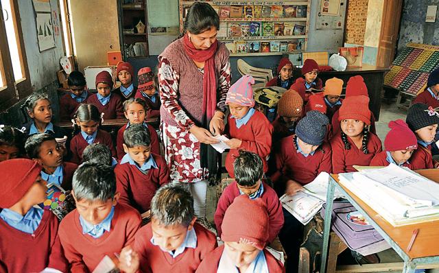 Thanks to the anomalies, the number of students opting for government schools has been reducing very year, while about 250 students leave these schools in the district every year.(Bharat Bhushan/HT Photo)