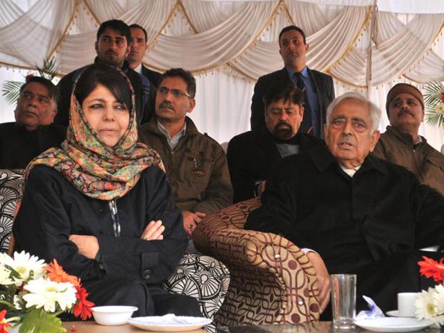 J-K chief minister Mufti Mohammad Sayeed with his daughter and PDP chief Mehbooba Mufti during a rally in Srinagar. Party workers have thrown their weight behind Mehbooba to take over Sayeed’s mantle after his demise.(HT File Photo) J-K chief minister Mufti Mohammad Sayeed with his daughter and PDP chief Mehbooba Mufti during a rally in Srinagar. Party workers have thrown their weight behind Mehbooba to take over Sayeed’s mantle after his demise.(HT File Photo)