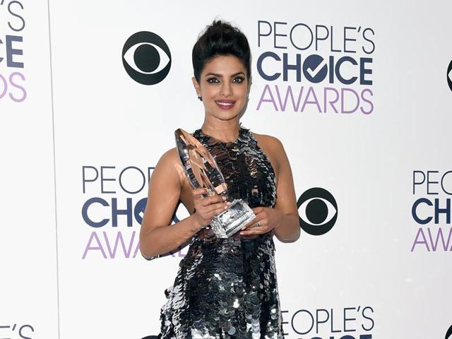 Actor Priyanka Chopra, winner of Favourite Actress In A New TV Series for Quantico, poses in the press room during the People's Choice Awards 2016. (AFP)