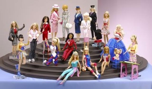 The doll’s many careers are portrayed at the Milan exhibition. (AFP)