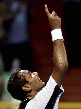 Ramanathan celebrates his win. (PTI Photo) Ramanathan celebrates his win. (PTI Photo)