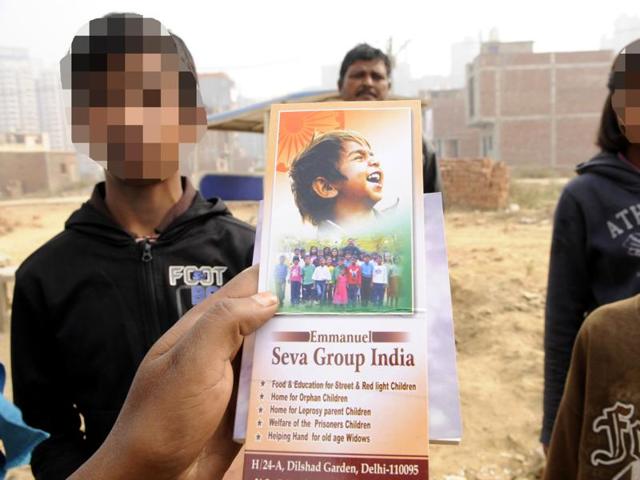 Children rescued from an allegedly illegal shelter home in Greater Noida likened their stay to a ‘jail term’, and said that they were beaten and forcibly converted to Christianity.(Sunil Ghosh/ HT Photo) Children rescued from an allegedly illegal shelter home in Greater Noida likened their stay to a ‘jail term’, and said that they were beaten and forcibly converted to Christianity.(Sunil Ghosh/ HT Photo)