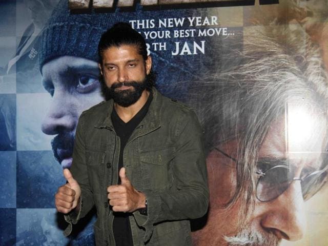Farhan Akhtar at the special screening of his film, Wazir in Mumbai. (IANS) 