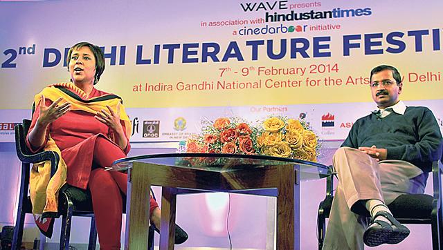Journalist Barkha Dutt with Arvind Kejriwal at the 2014 festival. (HT Photo) Journalist Barkha Dutt with Arvind Kejriwal at the 2014 festival. (HT Photo)