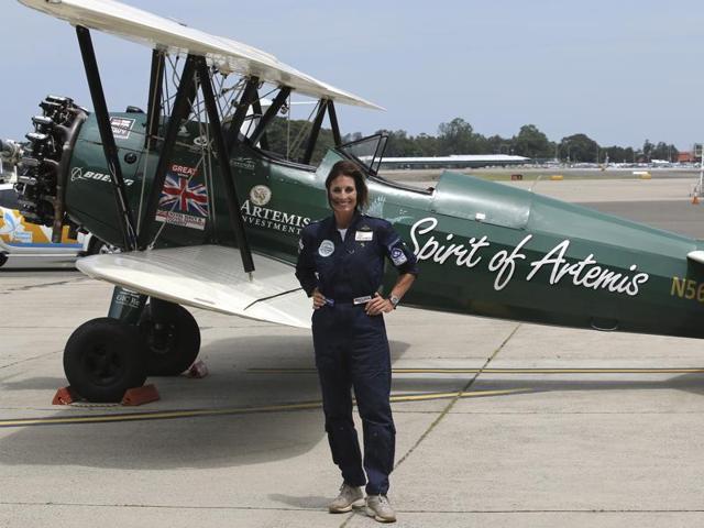 “To fly something like this, low level, halfway around the world seeing all the most iconic landscapes, geology, vegetation -- it’s just the best view in the world. It’s the best adventure in the world,” she told reporters on landing. (AP) “To fly something like this, low level, halfway around the world seeing all the most iconic landscapes, geology, vegetation -- it’s just the best view in the world. It’s the best adventure in the world,” she told reporters on landing. (AP)
