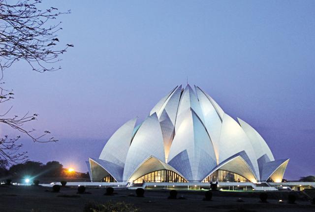 The Baha’i temple (above) is open to people of all religious denominations, who are free to worship in their own way. (Photo by Arun Sharma / Hindustan Times) (Hindustan Times)