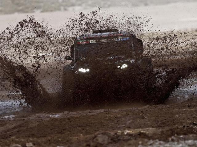 Polaris driver Michele Cinotto and co-driver Maurizio Dominella, both from Italy, race in the 7th stage of the 2016 Dakar Rally, between Uyuni, Bolivia and Salta, Argentina. (AP Photo/Juan Karita)