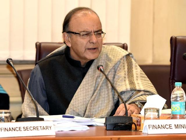 File photo of Union Finance Minister Arun Jaitley at a pre-budget consultation meeting in New Delhi. The minister has blamed the top brass of Congress for stalling the passage of GST bill in the Rajya Sabha. (Hindustan Times) File photo of Union Finance Minister Arun Jaitley at a pre-budget consultation meeting in New Delhi. The minister has blamed the top brass of Congress for stalling the passage of GST bill in the Rajya Sabha. (Hindustan Times)
