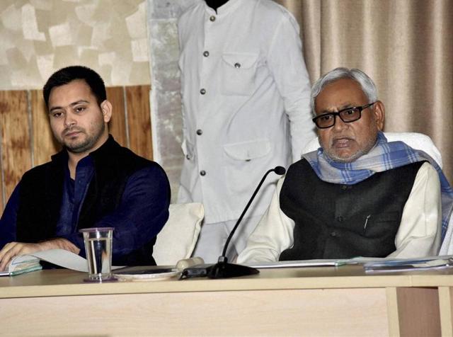 Bihar chief minister Nitish Kumar and deputy CM Tejashwi Yadav at a review meeting in Patna. (PTI File Photo) Bihar chief minister Nitish Kumar and deputy CM Tejashwi Yadav at a review meeting in Patna. (PTI File Photo)