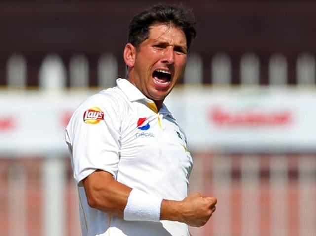 A file photo of Pakistan’s bowler Yasir Shah celebrating dismissal of England's Alastair Cook during Pakistan and England Test match. (AP Photo) A file photo of Pakistan’s bowler Yasir Shah celebrating dismissal of England's Alastair Cook during Pakistan and England Test match. (AP Photo)