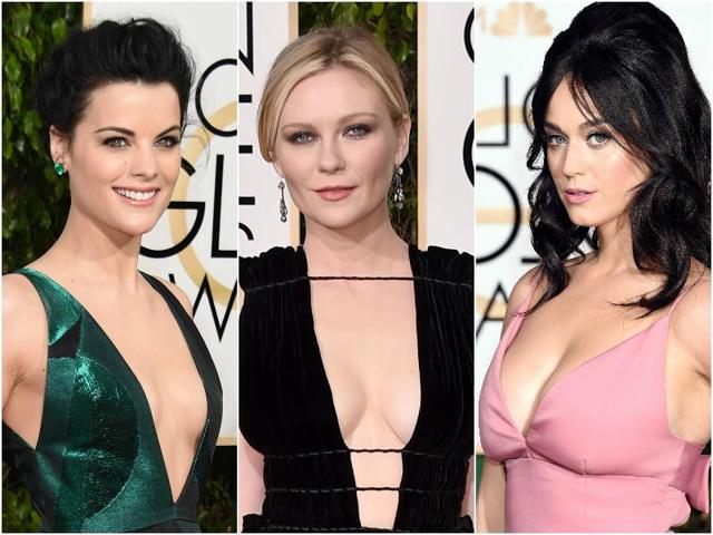 Golden Globe 2016 was all about plunging necklines, worn differently by the women.(Agencies)