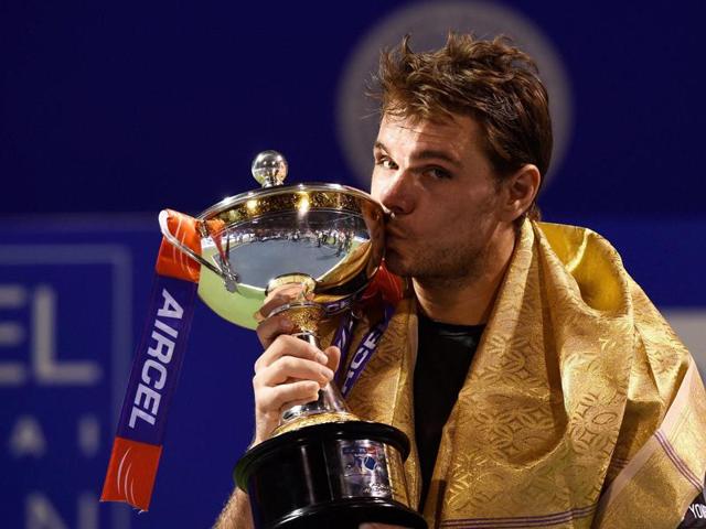 Stan Wawrinka of Switzerland poses with the ATP Chennai Open 2016 trophy after defeating Borna Coric of Croatia in straight sets. (PTI) Stan Wawrinka of Switzerland poses with the ATP Chennai Open 2016 trophy after defeating Borna Coric of Croatia in straight sets. (PTI)