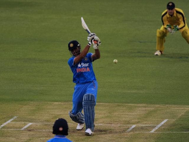 India's Mahendra Singh Dhoni plays a shot during the T20 cricket match between India and a Western Australian XI in Perth. (AFP) India's Mahendra Singh Dhoni plays a shot during the T20 cricket match between India and a Western Australian XI in Perth. (AFP)