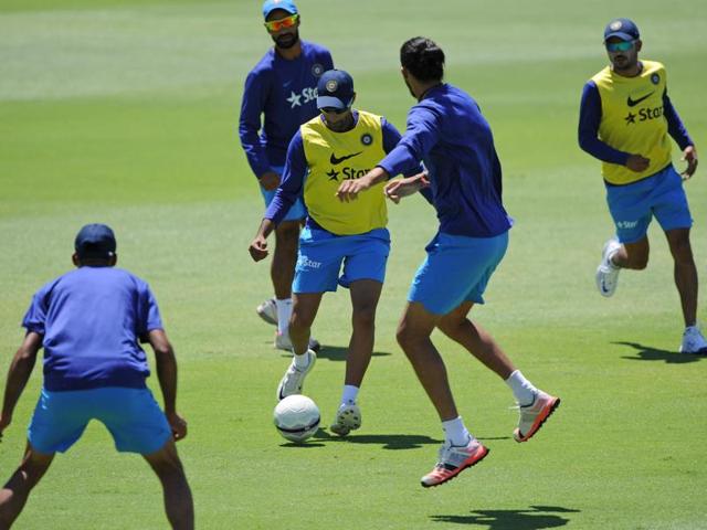 India's cricketers warm-up in Perth ahead of first ODi match against Australia. (AFP Photo)