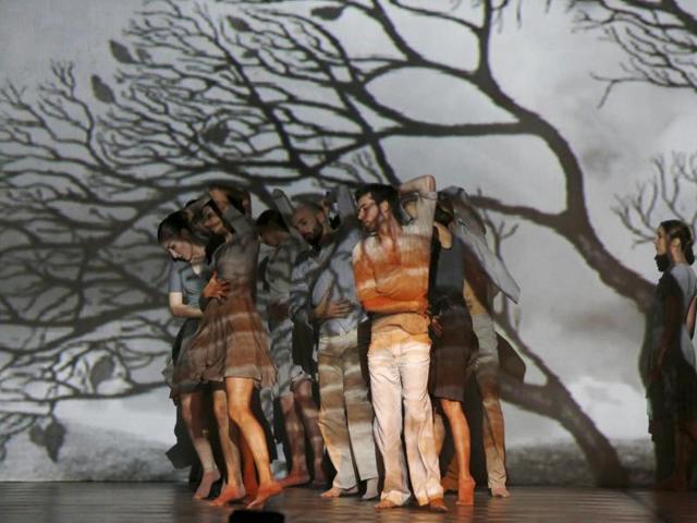 Dancers of Ballet de l'Opera Theatre De Metz Metropole of France take part in "Chancel", a contemporary dance production. (REUTERS)