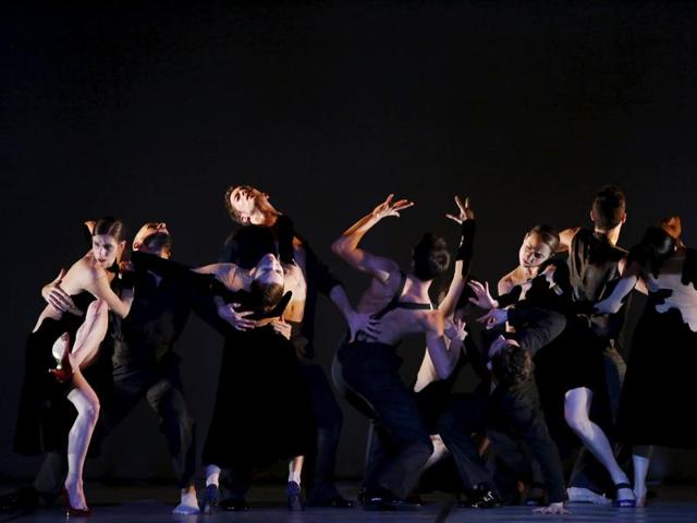 Dancers of Ballet de l'Opera Theatre De Metz Metropole of France take part in "Spirall", a contemporary dance production with music by Ruben Zahra and choreographed by Gleb Lyamenkoff. (REUTERS)