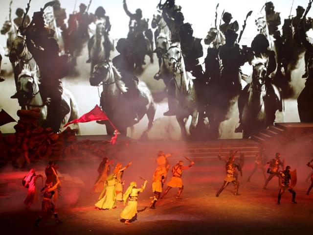 Cast members act in Al Faris or The Knight, a musical set to poetry penned by Dubai's monarch Sheikh Mohammed bin Rashid al-Maktoum, during its premiere in Dubai. (REUTERS) 
