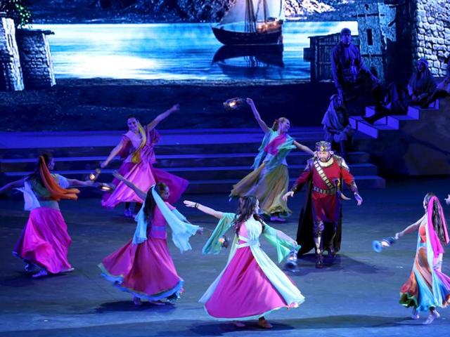Dubai's monarch Sheikh Mohammed bin Rashid al-Maktoum’s poetry is the inspiration for the musical Al Faris. (REUTERS) 