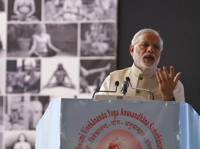 Prime Minister Narendra Modi speaking at the recent International Conference on the Frontiers of Yoga. (AP) Prime Minister Narendra Modi speaking at the recent International Conference on the Frontiers of Yoga. (AP)