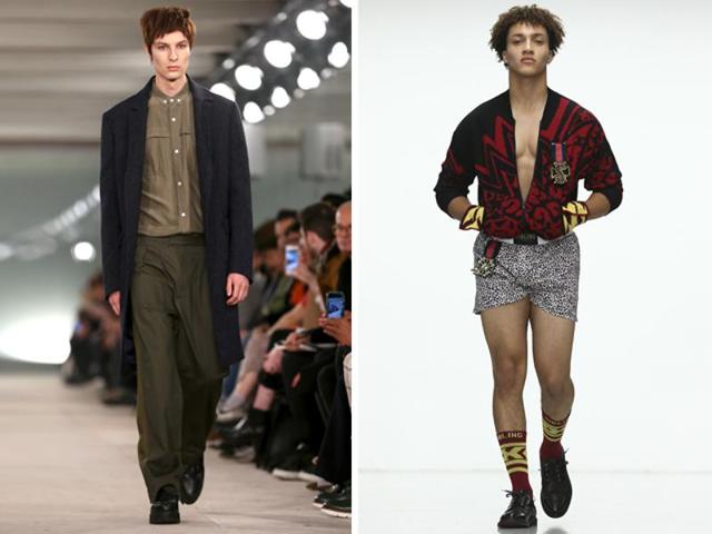 L: Casely-Hayford’s was another AW16 show with military undercurrents, featuring parkas and khaki colors along with bright prints and romantic-inspired pieces. R: Sibling’s models looked more like boxers on the runway, rocking a fun collection of underwear and outerwear inspired by the sport. (AFP) L: Casely-Hayford’s was another AW16 show with military undercurrents, featuring parkas and khaki colors along with bright prints and romantic-inspired pieces. R: Sibling’s models looked more like boxers on the runway, rocking a fun collection of underwear and outerwear inspired by the sport. (AFP)