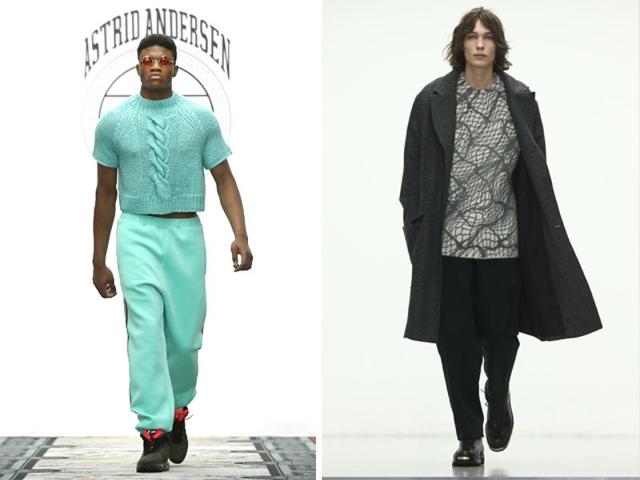 L: Astrid Andersen’s collection centered strongly on streetwear, featuring track pants, workwear and puffer jackets. R: Lou Dalton’s show also had a functional theme. Trousers and coasts were mostly loose, and there were lots of checkprints. (AFP) L: Astrid Andersen’s collection centered strongly on streetwear, featuring track pants, workwear and puffer jackets. R: Lou Dalton’s show also had a functional theme. Trousers and coasts were mostly loose, and there were lots of checkprints. (AFP)
