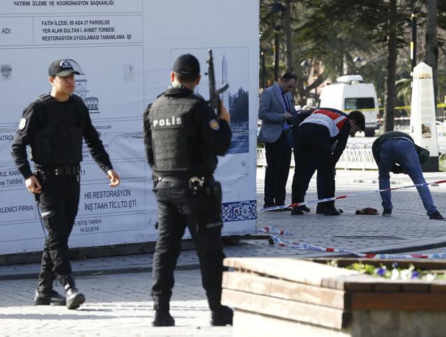 Turkish police sealed off a central Istanbul square in the historic Sultanahmet district on Tuesday after a large explosion. (REUTERS)