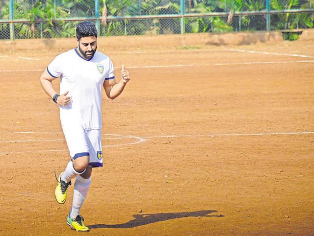 Abhishek Bachchan during an all-star football match in Mumbai. (Yogen Shah) 
