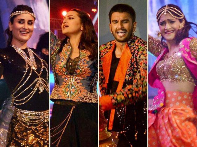 Ranveer Singh, Kareena Kapoor, Sonam Kapoor and Sonakshi Sinha, among several other celebs graced the Ranvir Singh Memorial Saifai Mahostav, Uttar Pradesh’s biggest rural festival.  (HT Photo) 