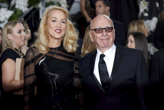 Model Jerry Hall and media magnate Rupert Murdoch arrive at the 73rd Golden Globe Awards in Beverly Hills. (REUTERS Photo) Model Jerry Hall and media magnate Rupert Murdoch arrive at the 73rd Golden Globe Awards in Beverly Hills. (REUTERS Photo)